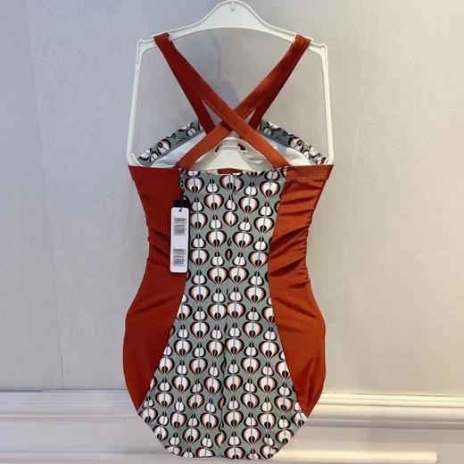 安莉芳撞色印花无袖连体泳衣女士性感美背修身显瘦泳装ES00143 商品图1
