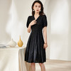 剩S/M 米思阳2025夏季新款气质镂空小黑裙高腰显瘦V领泡泡袖连衣裙1492 商品缩略图2