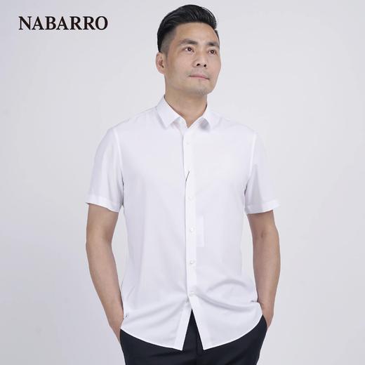 纳巴罗牛奶丝白色商务微弹短袖衬衫NB153925202A 商品图0