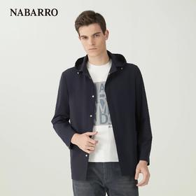 纳巴罗商务年轻时尚轻薄衬衫款系扣翻领锦弹夹克外套NB132912772A