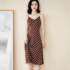 剩S 米思阳2024夏季新款复古优雅波点吊带裙子修身显瘦中长连衣裙1140