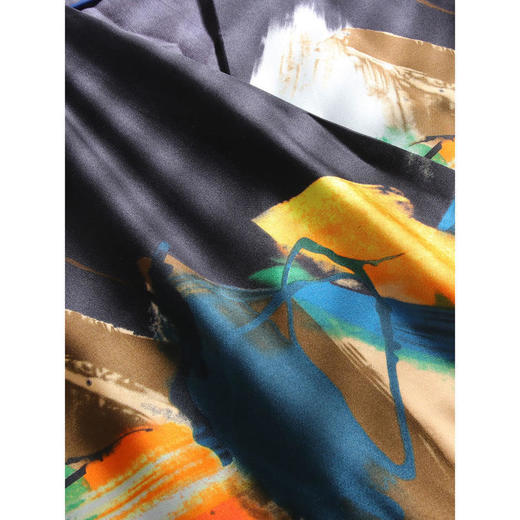 AHM-tz926新款优雅气质系带收腰V领短袖过膝中长款印花连衣裙 商品图5