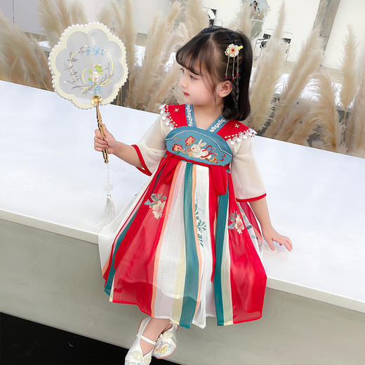 复古中国风，古装夏洋气童装公主裙汉服女童连衣裙PJX-DDG203 商品图4