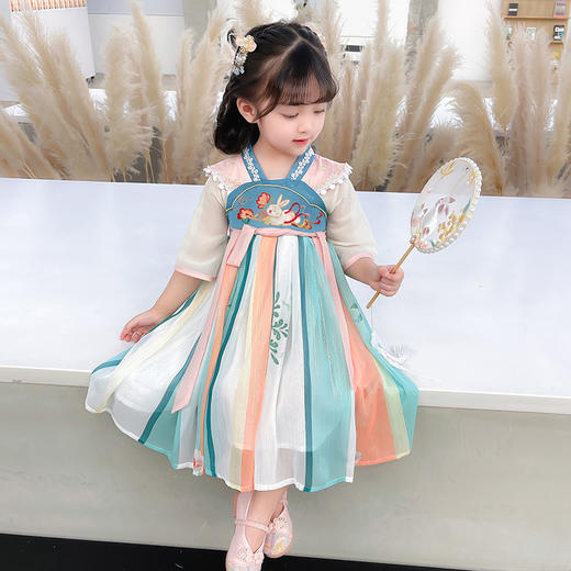 复古中国风，古装夏洋气童装公主裙汉服女童连衣裙PJX-DDG203 商品图2