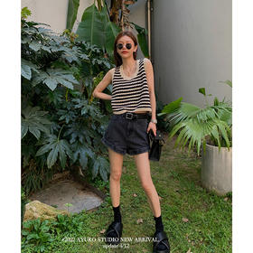 【复古又摩登】岚可可镂空针织宽松外穿背心