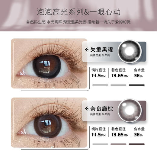 自然扩瞳温柔14.5大直径半年抛美瞳一片装（1副拍2，YB01） 商品图1
