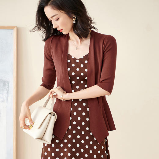 剩S 米思阳2024夏季新款复古优雅波点吊带裙子修身显瘦中长连衣裙1140 商品图2