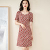 米思阳2025夏季新款法式优雅碎花中长裙修身显瘦泡泡袖连衣裙1172 商品缩略图2