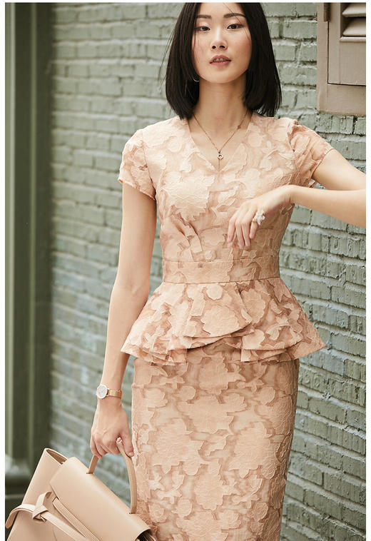 孤品 J8182399A颈袖添香修身OL显瘦包臀女士职场连衣裙女新款时尚气质J8182399A不退可换 商品图1