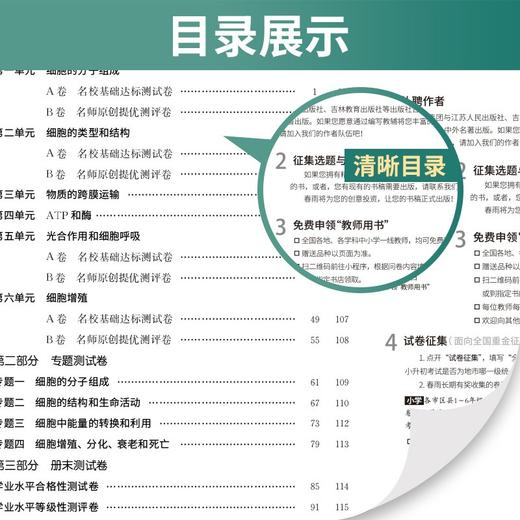 (仓发) 单元双测 高中生物必修(第一册) 苏教版(配套新教材)2021年秋季/江苏人民出版社/9787214101464 商品图3