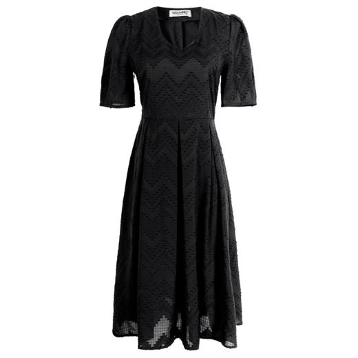 剩S/M 米思阳2025夏季新款气质镂空小黑裙高腰显瘦V领泡泡袖连衣裙1492 商品图4