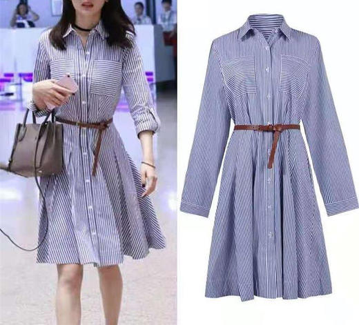 裁缝学苑 AW69中长款长袖衬衫连衣裙1:1实物服装纸样裁图纸牛皮纸样 商品图0