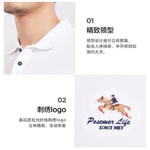 堡马男士翻领短袖百搭POLO衫彩虹T86625323 商品图3