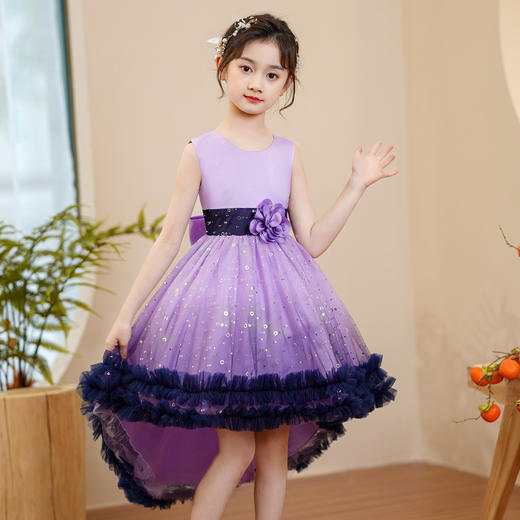 儿童礼服裙小女孩蓬蓬纱裙六一钢琴表演服拖尾连衣裙DP88024 商品图1