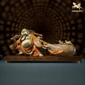 铜师傅 铜摆件《财富弥勒》家居饰品工艺品 客厅桌面办公桌装饰品