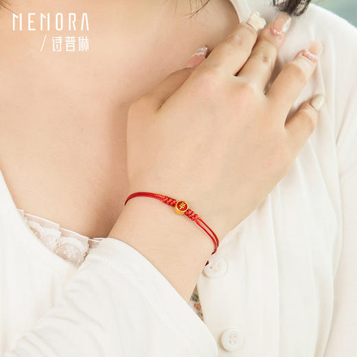 【秒杀团】MEMORA诗普琳足金转运珠黄金暴富红绳手链HBE07001（线上专供） 商品图2