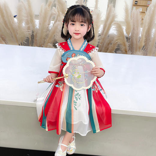 复古中国风，古装夏洋气童装公主裙汉服女童连衣裙PJX-DDG203 商品图1