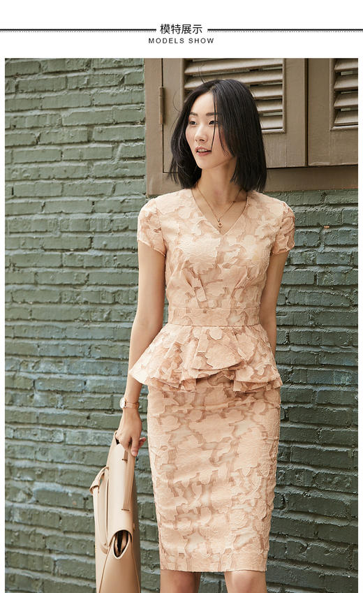 孤品 J8182399A颈袖添香修身OL显瘦包臀女士职场连衣裙女新款时尚气质J8182399A不退可换 商品图3