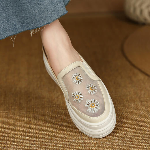 舒适减龄，网纱拼接小雏菊厚底凉拖ZM-MT202255 商品图7