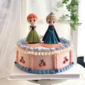 【艾莎&安娜】冰雪奇缘手绘鲜果蛋糕
