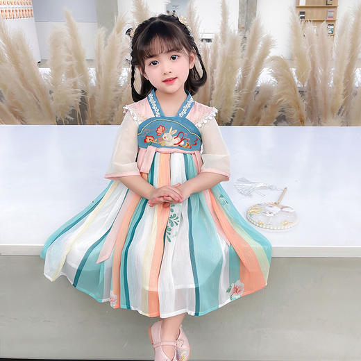 复古中国风，古装夏洋气童装公主裙汉服女童连衣裙PJX-DDG203 商品图3