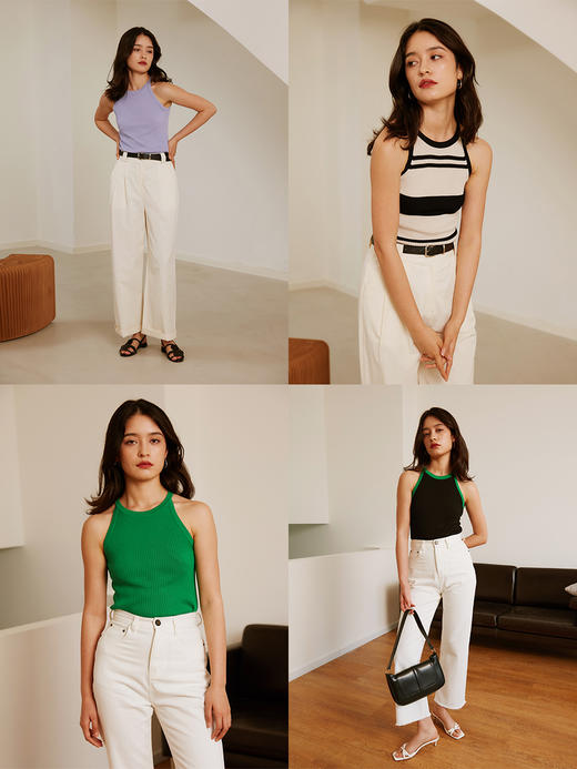 【周四精选福利】HeyDress工字吊带背心女夏季坑条修身无袖挖肩百搭外穿打底上衣 商品图1