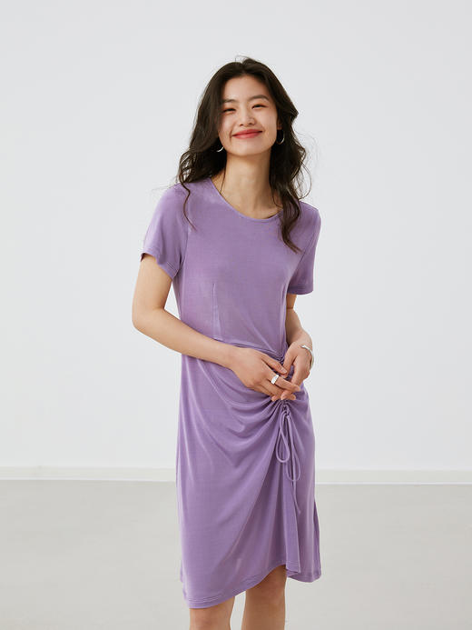 HeyDress醋酸连衣裙女夏季法式修身收腰抽褶设计感气质裙子 商品图0