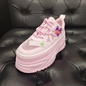 LFGJ 5330 松糕网面透气超轻厚底休闲小白女单鞋