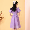 复古国潮，泡泡短袖紫色连衣裙年轻改良款少女旗袍OY-220200 商品缩略图4