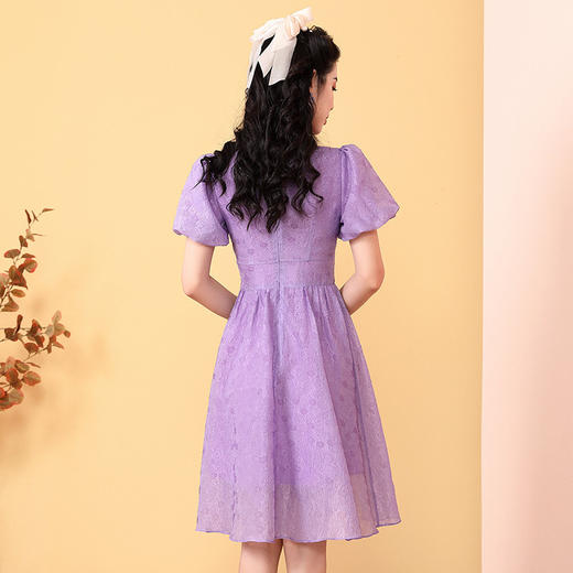 复古国潮，泡泡短袖紫色连衣裙年轻改良款少女旗袍OY-220200 商品图4