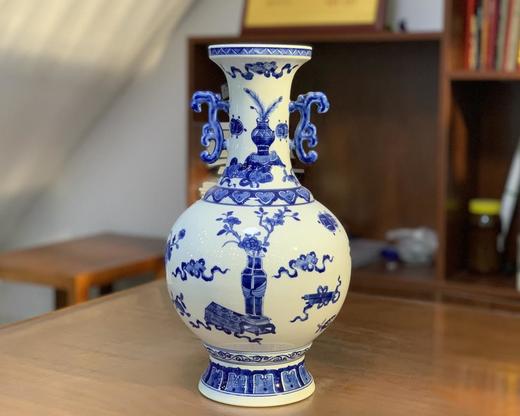 博古琴棋书画双耳赏瓶 商品图0
