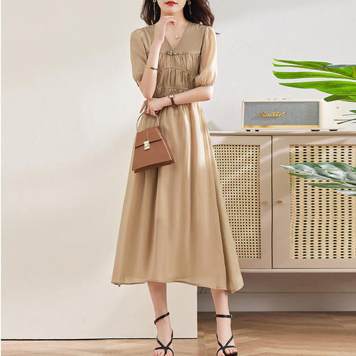 HR WA22329气质优雅短袖连衣裙时尚a字裙 商品图5