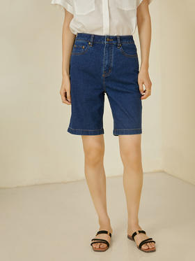 HeyDress复古牛仔短裤女夏季薄款高腰宽松阔腿中裤五分直筒裤子