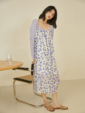 HeyDress郁金香天丝碎花吊带连衣裙女夏季法式印花收腰气质裙子