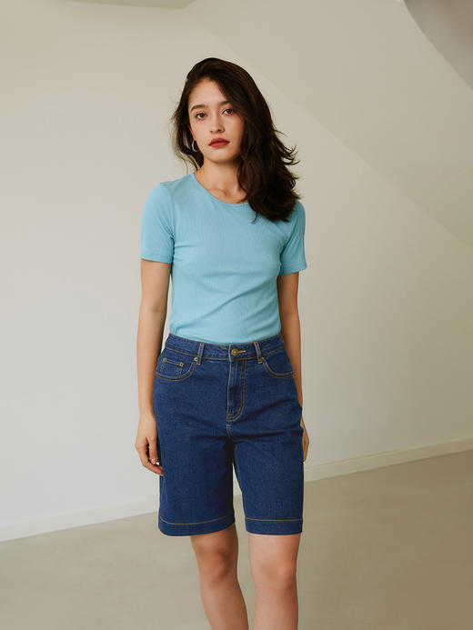 HeyDress复古牛仔短裤女夏季薄款高腰宽松阔腿中裤五分直筒裤子 商品图4