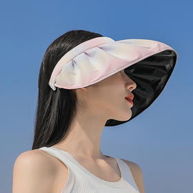 【彩虹渐变色贝壳太阳帽】防晒帽女夏季黑胶遮阳帽