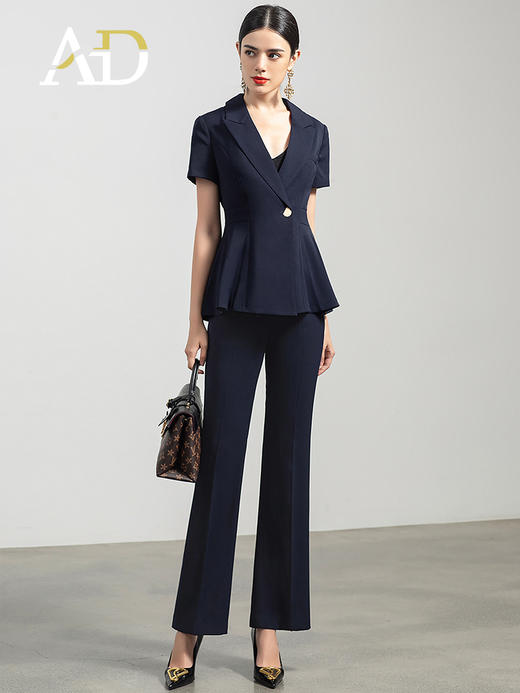 AD时尚大气西服套装女高端职业装洋气荷叶边显瘦商务正装气质套裤 商品图3