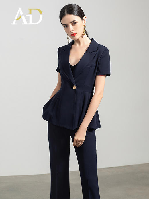 AD时尚大气西服套装女高端职业装洋气荷叶边显瘦商务正装气质套裤 商品图2