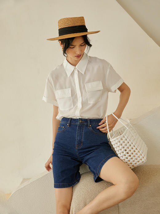 HeyDress复古牛仔短裤女夏季薄款高腰宽松阔腿中裤五分直筒裤子 商品图1