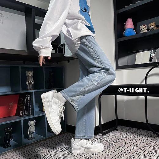 春秋季高街潮牌棋盘格牛仔裤男港风潮流宽松帅气学生阔腿裤 商品图6