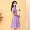 复古国潮，泡泡短袖紫色连衣裙年轻改良款少女旗袍OY-220200 商品缩略图2