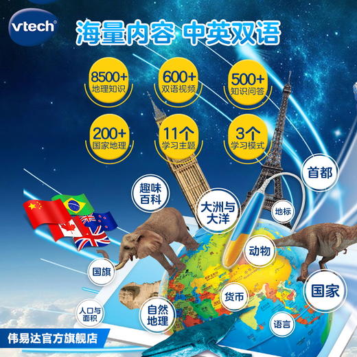 【合作商直发】香港伟易达视听百科地球仪点触发声地理启蒙AR点读早教机教具玩具礼物 商品图2