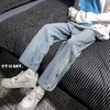 春秋季高街潮牌棋盘格牛仔裤男港风潮流宽松帅气学生阔腿裤 商品缩略图4