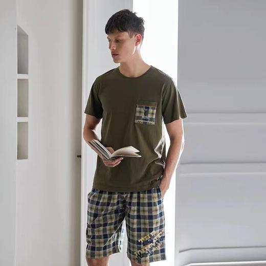 芬腾【办公系列】睡衣男夏季纯棉短袖休闲家居服夏天薄款全棉套装 商品图2