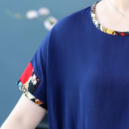 6IXTY-胖妈妈装夏装棉麻套装中老年短袖T恤女加肥加大码两件套 商品图4