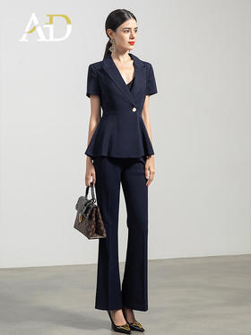 AD时尚大气西服套装女高端职业装洋气荷叶边显瘦商务正装气质套裤