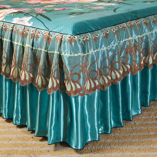 可水洗提花冰丝凉席三件套裙款夏天空调软席 商品图2