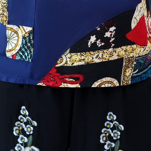 6IXTY-胖妈妈装夏装棉麻套装中老年短袖T恤女加肥加大码两件套 商品图5