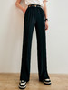 OLrain法式高级穿搭黑色休闲裤女夏2022年新款直筒阔腿设计感裤子 商品缩略图3