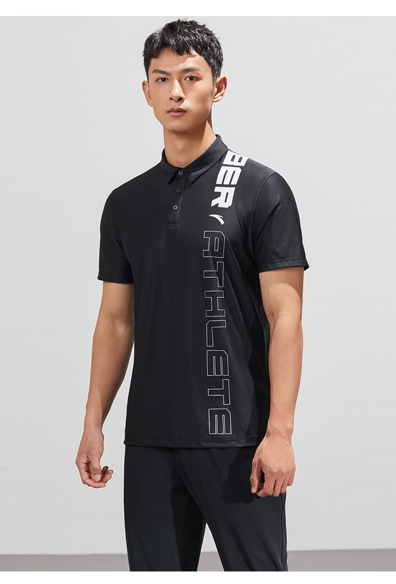 安踏纯色简约短袖polo衫男修身商务t恤运动上衣152237122